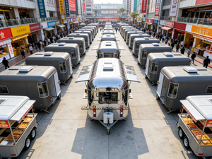 รถพ่วงขายอาหารเชิงพาณิชย์ รุ่น New Clear Wind ทำจากไฟเบอร์กลาสและอะลูมิเนียม พร้อมครัวครบชุด บริการขายฮอทดอกและเฟรนช์ฟรายส์ ทนทานต่อการเกิดสนิม - Product Image 6