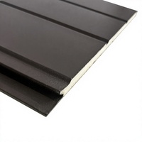 Panneau mural métallique isolé en polyuréthane couleur chocolat 16 mm, résistant à l'humidité, design à 2 rainures, décoration extérieure moderne pour maison préfabriquée