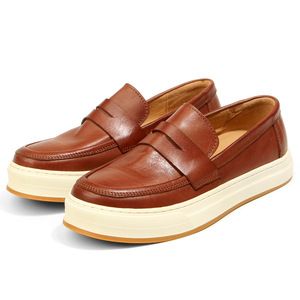 Mocasines de cuero lavado para hombre, zapatos sin cordones con punta redonda, zapatos casuales acolchados para skate, tallas 38 39 40 41 42 43 44 - Product Image 5