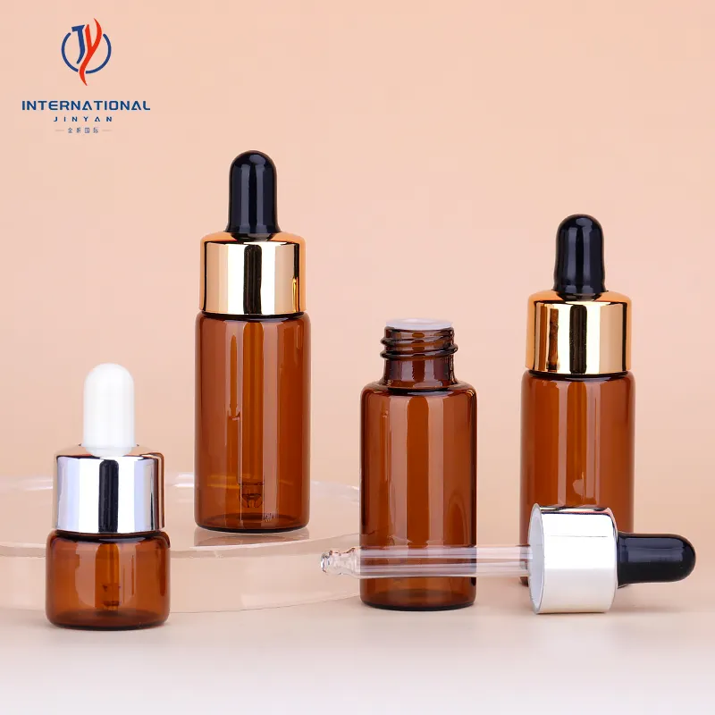 Homay high quality 1ml 2ml 3ml 4ml 5ml mini amber essential oil screw glass bottle for cosmetic