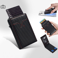 Tempat ponsel magnetik Vintage, dompet serat karbon, tempat kartu Rfid, dompet aman untuk pria