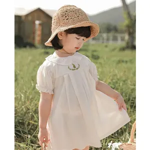 YOEHYAUL Little Baby Girls Cotton Dresses Kids Clothing Summer Embroidered Ready Made Kids White Dress For Girls Children