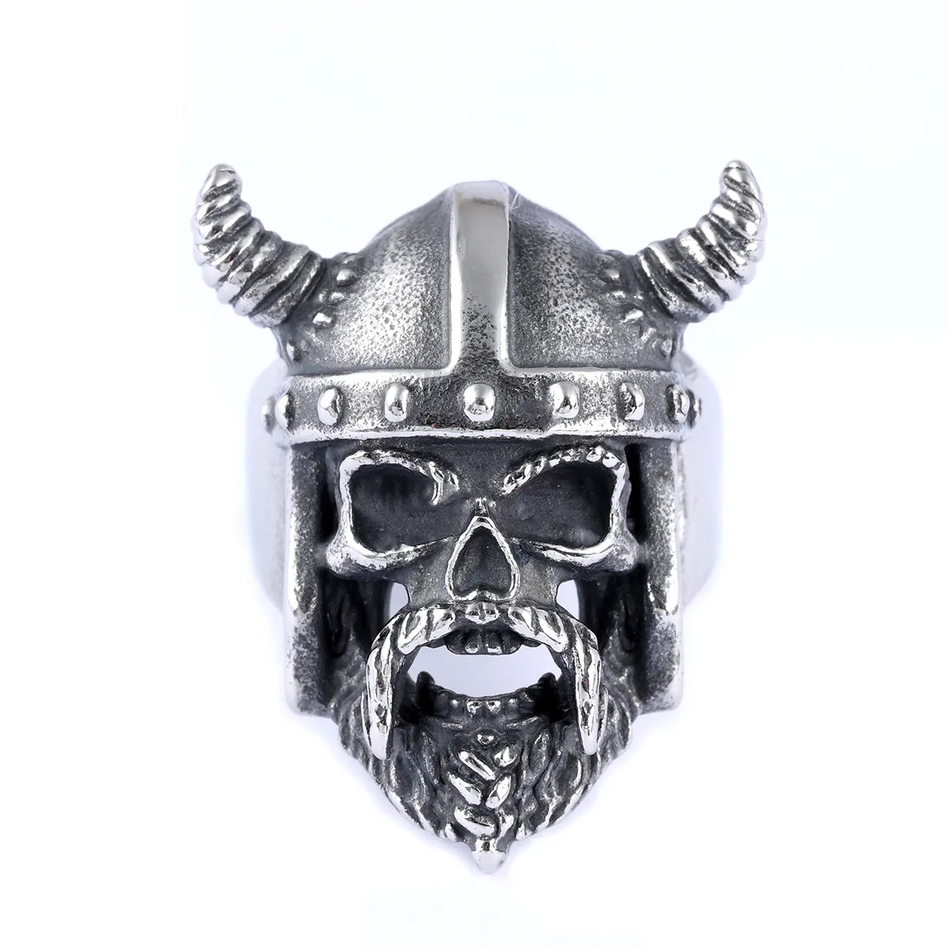 Anillo de acero inoxidable para casco, anillo de estilo gótico, Vikingo, Odín, Dios, Guerrero, Cráneo, Gladiador, Casting