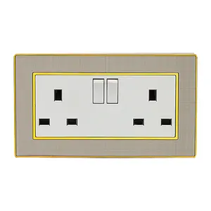 Modern Simple Electrical Wall Socket 2 Gang 250V Push Button Switches And Socket UK Light 13A Outlet Wall Switches For Home
