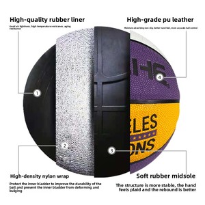 PSYCHE Ballon de basketball taille 7, en PU respirant, sensation premium, modèle Black <span class=keywords><strong>Mamba</strong></span> 7022 pour adultes, idéal pour les matchs - Product Image 2