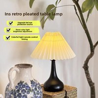 Lampe de table LED vintage nordique du milieu du siècle, alimentée par USB, design plissé, pour chevet, chambre d'étudiant, éclairage d'ambiance, petite veilleuse