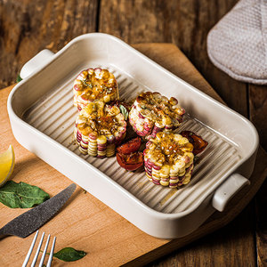Plateaux de cuisson rectangulaires modernes personnalisés, ustensiles de cuisson <span class=keywords><strong>en</strong></span> céramique, grès, gâteau, pain, <span class=keywords><strong>plat</strong></span> de <span class=keywords><strong>four</strong></span> - Product Image 4
