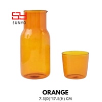 Carafe et verre à eau Midnight de 19 oz en verre borosilicate bleu cobalt, ambre, vert, couleur unie, avec couvercle en verre
