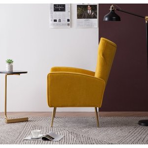 Sans Modern Tufted Velvet Leisure <strong>Wing</strong> Back Accent <strong>Armchair</strong> with Metal Legs for Living Room &amp; Bedroom - Product Image 3