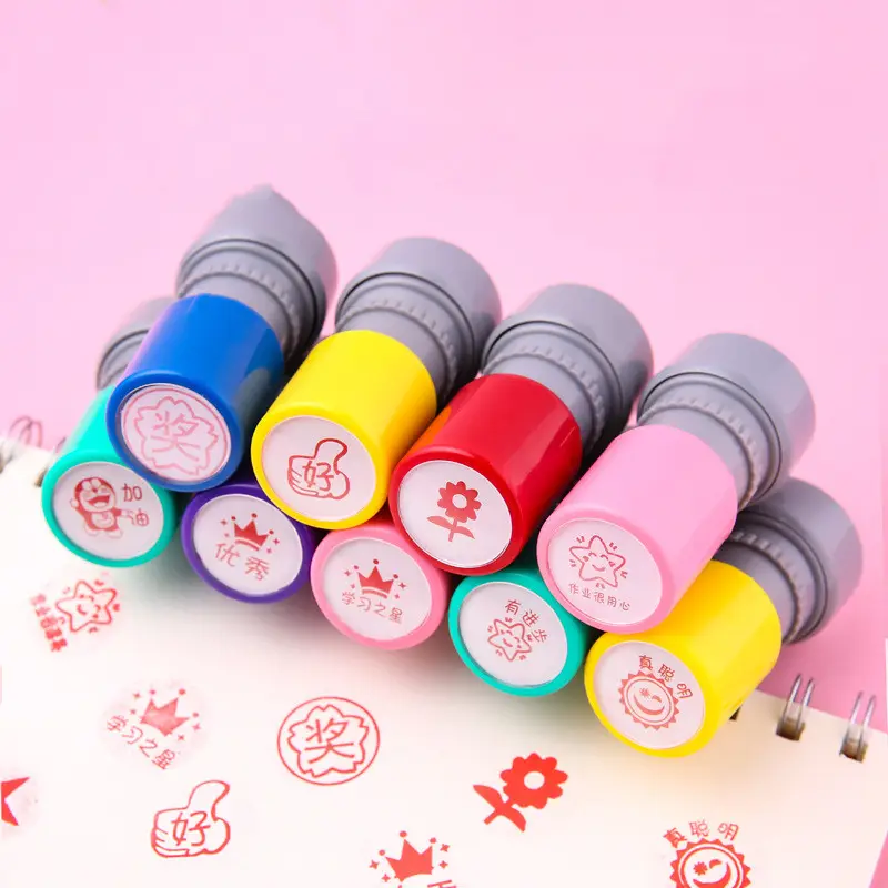 Custom Patterns Round Teacher Reward Self Inking Cute Flash Stamp