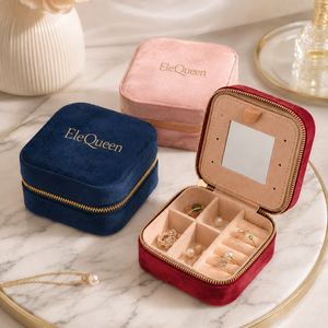 High End Velvet Portable Jewelry Box Square Exquisite Storage for Earrings Necklace Ring New Jewelry Collection - Product Image 4