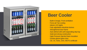 Custom Wholesale Commercial Double <strong>Hinged</strong> Door Stainless Steel Drink Beverage Freezer Outdoor Stainless Steel Beer <strong>Fridge</strong> - Product Image 4