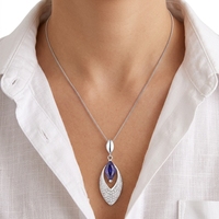 Collier pendentif QX en argent sterling S925 avec moissanite marquise, serti pavé feuille, bijoux fins de mariée pour les acheteurs en gros