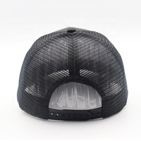 Nouvel Arrivage Casquette Trucker Classique 6 Panneaux Noire avec Patch Tissé Circulaire à l'effigie d'image, Style Richardson 112, Unisexe, en Maille, Broderie Courante