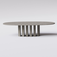 Table basse ovale en marbre Dream Home, base multi-plaques verticales, table centrale en pierre naturelle pour salon moderne