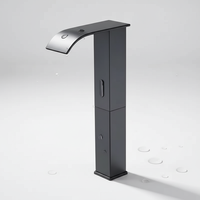 Robinet de lavabo automatique infrarouge carré moderne en laiton, sans contact, à capteur, pour hôtel, montage monotrou, finition brossée