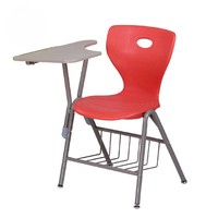 Chaise d'écriture moderne en plastique pour salle de classe avec coussin, design coloré pour usage scolaire