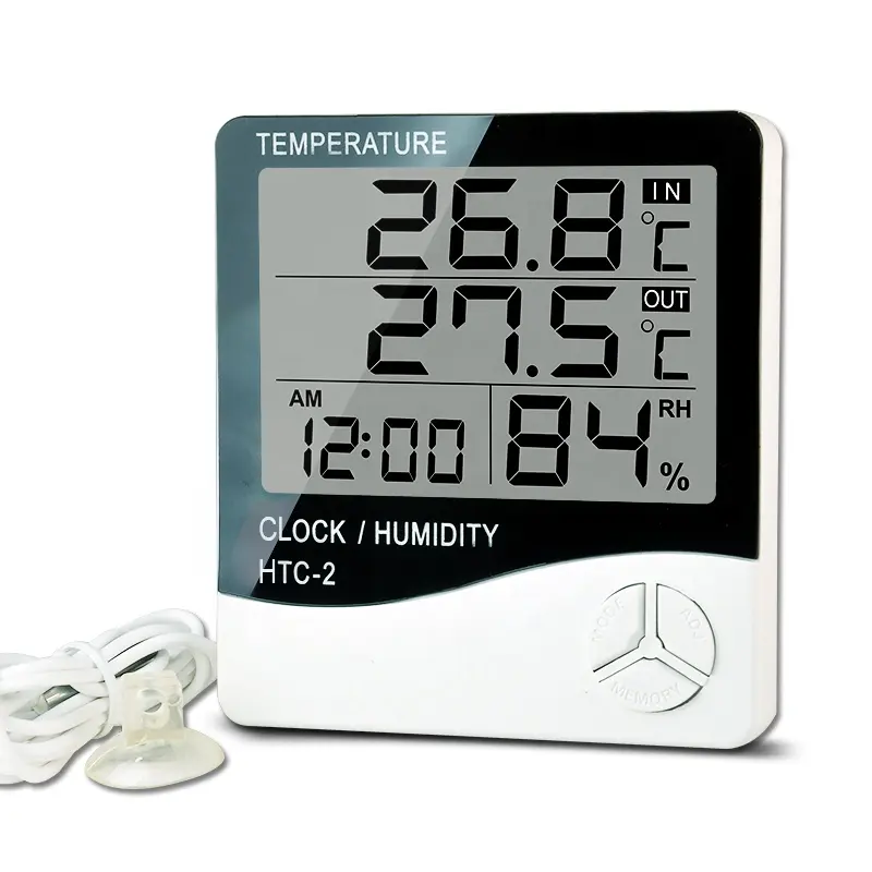 Termômetro digital anseny HTC-2, termômetro interno e externo de alta qualidade com visor de umidade