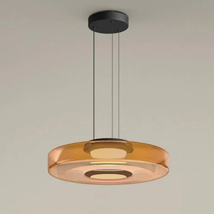 Scandinavian Art Glass Pendant Light - Handmade Amber/Grey/Green Glass Shade with Adjustable <strong>Hanging</strong> for Restaurants &amp; Cafes - Product Image 3