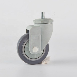 <span class=keywords><strong>Roulettes</strong></span> pivotantes avec frein à anneau de maintien, tige en nylon, fourche en TPR, noyau en PP pour chariots de transport, chariots utilitaires, chariots de service alimentaire - Product Image 2