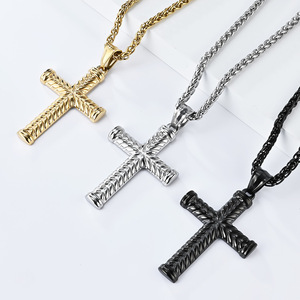 Instagram-worthy unisex yunnique classic cross necklace, niche design, artistic and versatile <b>titanium</b> steel pendan - Product Image 2