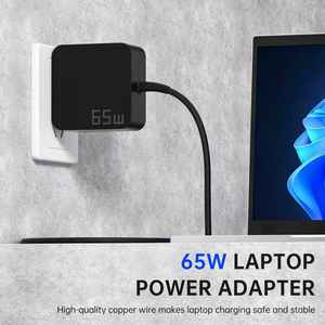 ที่ชาร์จโทรศัพท์แล็ปท็อป65W USB C Type C อะแดปเตอร์แปลงไฟ AC ที่ชาร์จคอมพิวเตอร์โน้ตบุ๊คสำหรับ <span class=keywords><strong>Asus</strong></span> Lenovo Dell HP Acer - Product Image 2