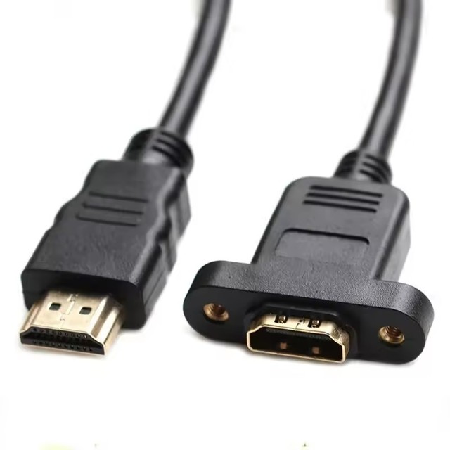 Extension Cable HDMI-compatible Male To Female with Screw Panel Mount Gold Plated Video Adaptor Connector 50cm 1FT 1080P HDTV