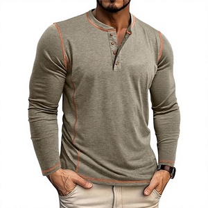 Camiseta de <span class=keywords><strong>Hombre</strong></span> Estilo Japonés, Cuello Alto, <span class=keywords><strong>Manga</strong></span> <span class=keywords><strong>Larga</strong></span>, Color Sólido, Nueva Colección Primavera/Otoño 2026 - Product Image 1
