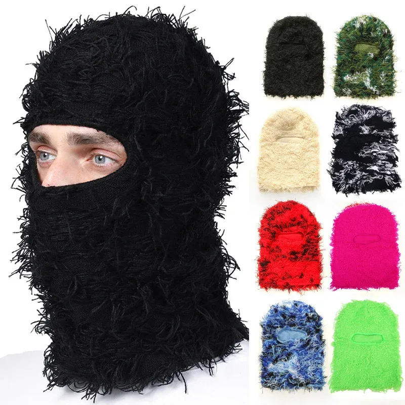 Passamontagna con maschera da sci in maglia berretto invernale caldo completo maschera da sci cappelli da uomo donna passamontagna mimetico