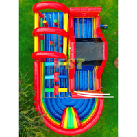 Château gonflable géant commercial pour parcours d'obstacles, jeu de course d'obstacles pour enfants et adultes, château gonflable pour location de fête en plein air