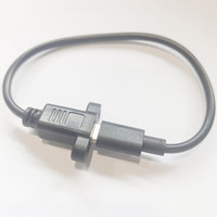 Kabel Adaptor USB 2.0/3.0 Tipe-C Male ke USB C Micro B Sudut Kanan Panjang 0.3m Female Screw Panel Mount