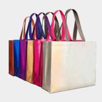 Sac de courses personnalisé en PP laminé non tissé, pliable au laser, écologique et recyclé, avec ruban et logo publicitaire pour supermarché