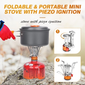 <span class=keywords><strong>Set</strong></span> da Cucina Portatile 14 Pezzi in Lega di Alluminio Concavo-Convesso Antiaderente Pieghevole per Esterni, Padelle per Picnic e Campeggio 1-2 Persone - Product Image 4