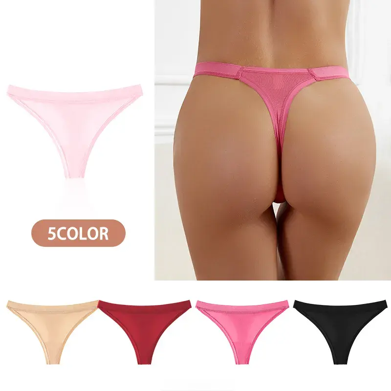 Bra dan celana dalam wanita, desain baru gambar pabrik bernapas warna Solid Thong untuk celana dalam wanita mulus dewasa dicetak rajut