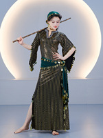 Nouvel ensemble de costumes de danse du ventre Saidi Baladi à rayures, robe de danse orientale égyptienne Assaya avec canne, robe de scène pour femmes