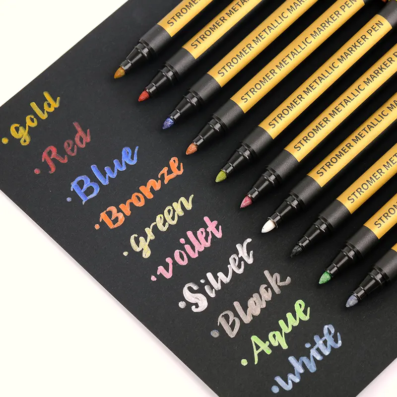 New Design Metallic Marker Pens, 10 Color One Pack Metallic Paint Marker Pen Set For Art Drawing