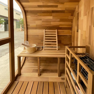 Sauna sec en bois de cèdre rouge et de pruche pour 6 personnes, écologique, commercial, en forme de baril carré, pour l'extérieur, bienfaits pour la santé, garantie 1 an - Product Image 5