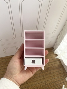 Maison de poupée mini armoire de présentation Armoire de rangement Armoire de rangement multicouche Petite armoire <span class=keywords><strong>en</strong></span> <span class=keywords><strong>bois</strong></span> meubles miniatures - Product Image 6