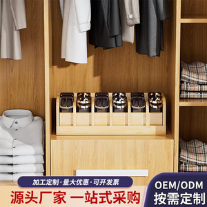 Wooden Belt Storage <b>Box</b> Multi Compartment Organizer For <b>Wardrobe</b> Tie Watch Display Standing Type With Partitions Bamboo Color - Product Image 4