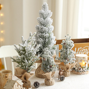 LINGKAI Vente en gros Nouveau mini sapin de Noël de bureau avec neige floquée, revêtement en tissu de Noël - Product Image 3