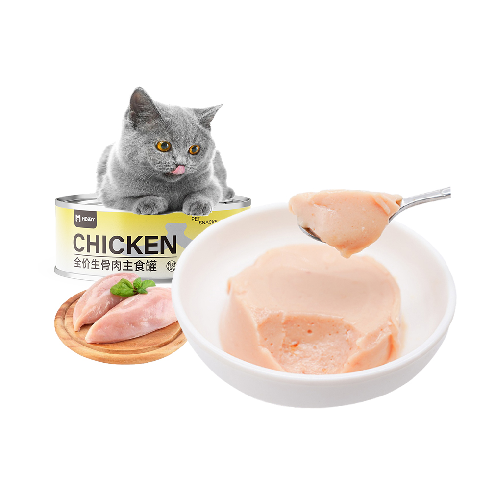 Mbiby Pièce basse Usine Thon Poulet Saveur Chat Friandises Vente en gros Pet Chien et Chat Nourriture humide Nourriture pour chat Oem