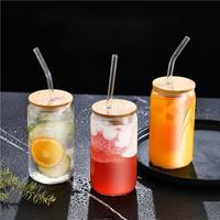 Gobelet à café en verre à double paroi résistant à la chaleur, moderne et luxueux, réutilisable, 16 oz, avec couvercle à paille pour soda, eau et bière