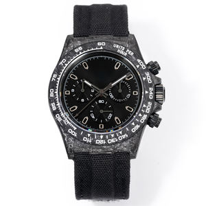 Montre de sport de luxe en fibre de carbone noire pure, cadran à aiguilles, bracelet 20 mm – Multifonctionnelle, inspirée des pilotes de course - Product Image 1
