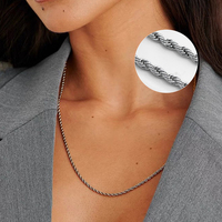 Chaîne à maillons en acier inoxydable 316L de 60 cm, plaquée or, style hip-hop unisexe, collier en corde torsadée
