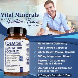 מותאם אישית נמוך MOQ מגנזיום מורכב 500mg הקליטה מקסימאלי מגנזיום כמוסות תוסף עבור שינה, התכווצויות שרירים ברגליים, הרפיה שרירים - Product Image 3