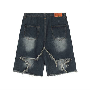 Shorts en jean vintage personnalisés pour hommes, mi-longueur, été, délavé à l'acide, déchiré, écologique, respirant, séchage rapide, décontracté 3D - Product Image 2