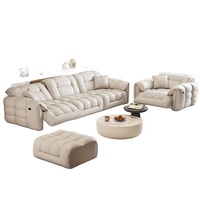 Canapé d'angle électrique inclinable en cuir bouclé Cloud avec ottoman pour salon, maison, appartement