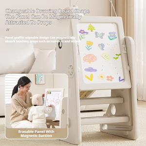 Toboggan 4 en 1 en plastique pour bébé avec toboggans, jouets de dessin, blocs de construction, <span class=keywords><strong>table</strong></span> d'étude, toboggan, intérieur - Product Image 5