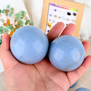 ลูกบอลคริสตัลแองเจลไลท์สีน้ำเงินธรรมชาติขัดเงา ขายดี สำหรับตกแต่งบ้านและบำบัดรักษา - Product Image 5