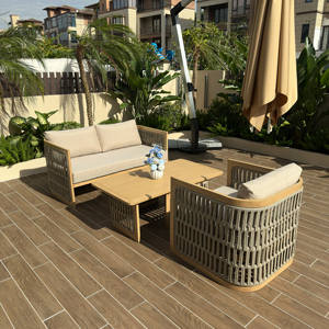 Conjunto de Sofás de Mimbre para Exteriores de 5 Piezas |   Conjunto de Muebles de Jardín de Ratán Sintético Resistente a la Intemperie con Mesa de Vidrio - Product Image 4